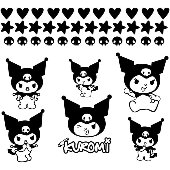 Vinyl Wall Art Decal - Kuromi - 7" x 9" Each - Trendy Cool Fun Anime Inspiring Design Sticker for Home Kids Room Playground Gaming Room Playroom Comics Storefront Decor