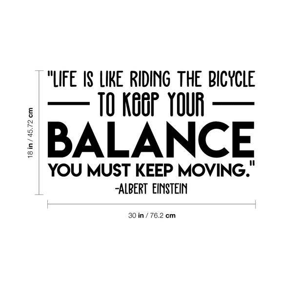 Vinyl Wall Art Decal - Life Is Like Riding The Bicycle - 18" x 30" - Modern Motivational Quote For Home Bedroom Office Workplace Gym School Decoration Sticker