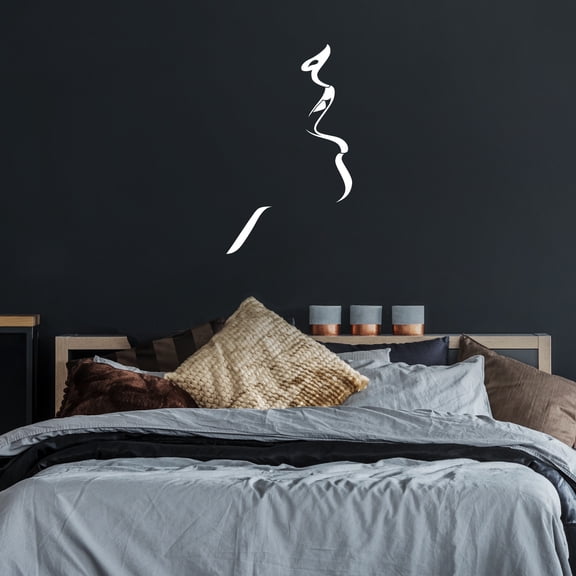 Vinyl Wall Art Decal - Lips Silhouette - 30" x 18" - Chic Modern Feminine Body Shape Home Work Bedroom Living Room Apartment Office Store Indoor Women’s Teens Decoration (30" x 18"; White)