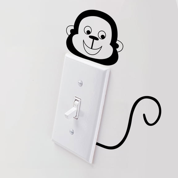 Vinyl Wall Art Decal - Little Monkey - 4" x 4.6" - Cute Animal Decor For Light Switch Window Mirror Luggage Car Bumper Laptop Computer Peel And Stick Skin Sticker Designs