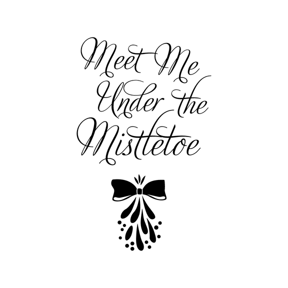 Vinyl Wall Art Decal - Meet Me Under The Mistletoe - 22.5" x 14" - Christmas Seasonal Holiday Decoration Sticker - Home Office Door Window Bedroom Workplace Decals