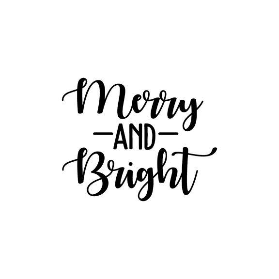 Vinyl Wall Art Decal - Merry And Bright - 17" x 21" - Trendy Christmas Winter Quote For Home Living Room Front Door Coffee Shop Store Seasonal Decoration Sticker