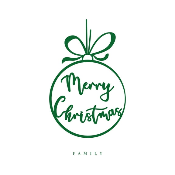 Vinyl Wall Art Decal - Merry Christmas Ornament - 29.5" x 17" - Custom Family Name Holiday Season Christmas Shape Quote Sticker For Living Room Dining Room Window Decor (Custom)