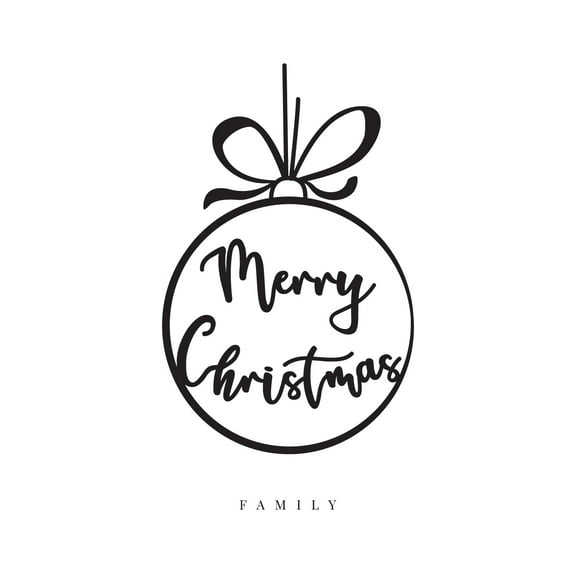 Vinyl Wall Art Decal - Merry Christmas Ornament - 29.5" x 17" - Custom Family Name Holiday Season Christmas Shape Quote Sticker For Living Room Dining Room Window Decor (Custom)