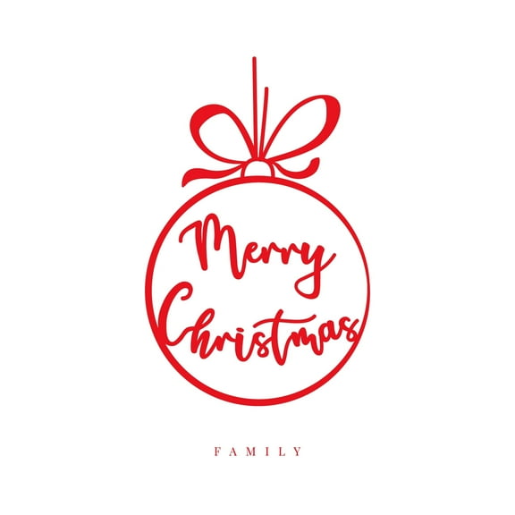 Vinyl Wall Art Decal - Merry Christmas Ornament - 29.5" x 17" - Custom Family Name Holiday Season Christmas Shape Quote Sticker For Living Room Dining Room Window Decor (Custom)