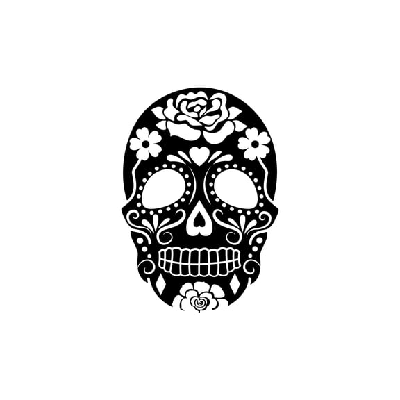 Vinyl Wall Art Decal - Mexican Skull - 21.5" x 15" - Trendy Inspirational Mexico Day Of The Dead Holiday Tradition Floral Design For Home Living Room Office Coffee Shop Storefront Decor