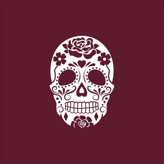 Vinyl Wall Art Decal - Mexican Skull - 21.5" x 15" - Trendy Inspirational Mexico Day Of The Dead Holiday Tradition Floral Design For Home Living Room Office Coffee Shop Storefront Decor