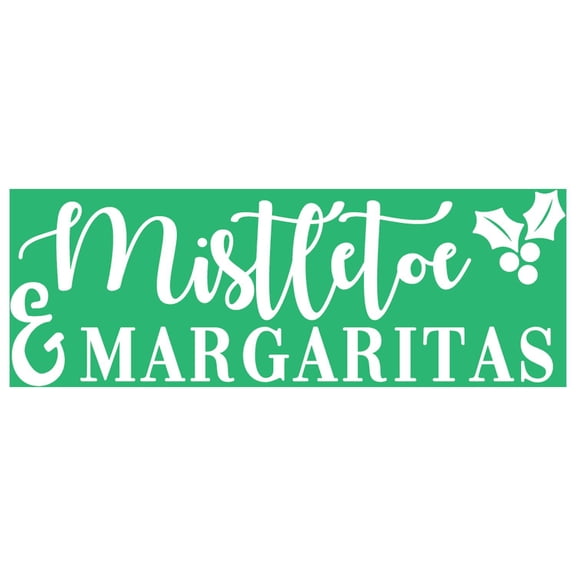 Vinyl Wall Art Decal - Mistletoe And Margaritas - 10.5" x 30" - Fun Trendy Christmas Winter Season Quote For Home Living Room Kitchen Bar Restaurant Alcohol Decoration Sticker