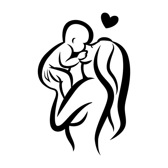 Vinyl Wall Art Decal - Mom And Baby Silhouette - 34" x 22" - Chic Vogue Modern Feminine Body Shape Home Work Bedroom Living Room Apartment Office Store Indoor Women's Teens Decoration