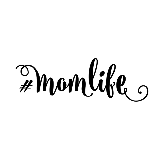 Vinyl Wall Art Decal - #MomLife - 1.5" x 4.5" - Cute Trendy Inspirational Positive Girly Cursive Quote Sticker For Woman Girls Bedroom Closet Playroom Living Room Office Laptop Mug Feminine Decor