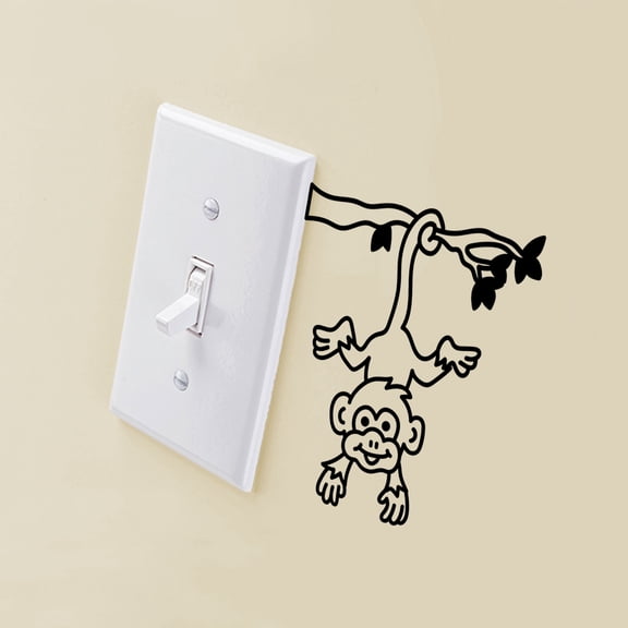 Vinyl Wall Art Decal - Monkey Hanging On Branch - 4" x 3" - Fun Decor For Light Switch Kids Boy Girl Bedroom Decor for Light Switch - Laptop Computer Peel And Stick Sticker Designs
