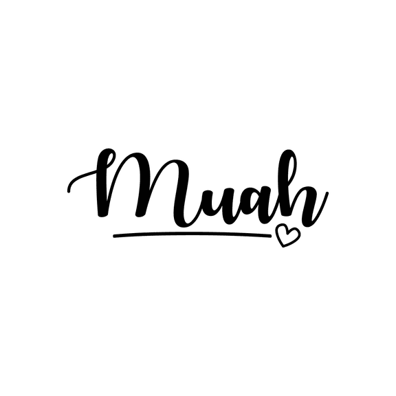 Vinyl Wall Art Decal - Muah - 8.5" x 22" - Modern Artistic Design Heart Shape Kiss For Home Storefront Coffee Shop Couples Valentine's Day Decor Sticker