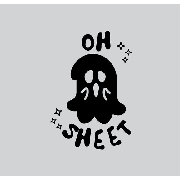 Vinyl Wall Art Decal - Oh Sheet - 16" x 11" - Ghost Design Seasonal Halloween Quote Sticker For Entryway Storefront Office Living Room Scary Spooky Decor