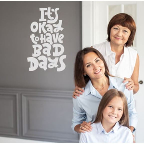 Vinyl Wall Art Decal - Okay To Have Bad Days Inspirational Quotes Wall Decals - Decals for Classroom - Positive Quotes Wall Decor for Kids 23x14- Inch Light Gray