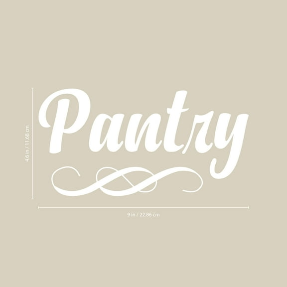 Vinyl Wall Art Decal - Pantry - 5" x 9" - Cursive Lettering Food Cupboard Storeroom Label For Home Dining Room Kitchen Sticker Decor - Modern Apartment Peel And Stick Adhesive Decals