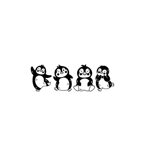 Vinyl Wall Art Decal - Penguin Family - 13" x 40" - Trendy Inspirational Cute Animal Design Sticker For Children Bedroom Home Baby Nursery Daycare Kids Room Decor