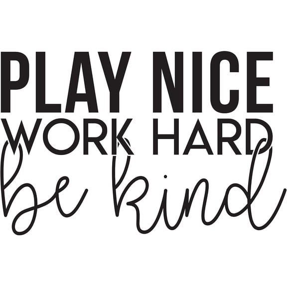 Vinyl Wall Art Decal - Play Nice Work Hard Be Kind - 16" x 25" - Trendy Motivational Quote Sticker for Motivation Teen Bedroom Living Room Home Office Apartment Classroom Decor