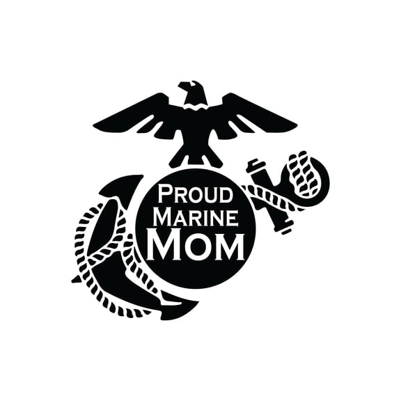 Vinyl Wall Art Decal - Proud Marine Mom - 5.5" x 5.5" - Modern Motivational Quote Sticker For Bedroom Mirror Notebooks Laptops Bumper Stickers Car Windows Decor