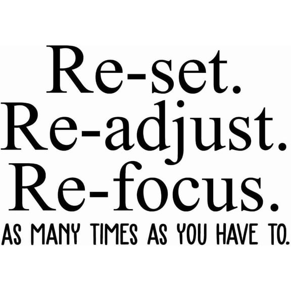 Vinyl Wall Art Decal - Reset Readjust Refocus As Many Times As You Have to - 17" x 24.5" - Trendy Inspirational Positive Quote Sticker for Office Meetings Conference Room School Classroom Decor