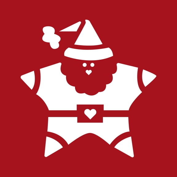 Vinyl Wall Art Decal - Santa Star - 25" x 25" - Modern Cute Fun Christmas Holiday Season Santa Shape Design Sticker For Entry Way Door Windows Office Business Storefront School Coffee Shop Decor