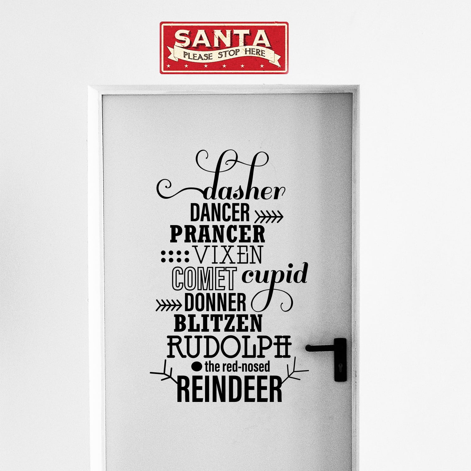 Vinyl Wall Art Decal - Santa’s Reindeer Names - 35" x 22" - Holiday ...