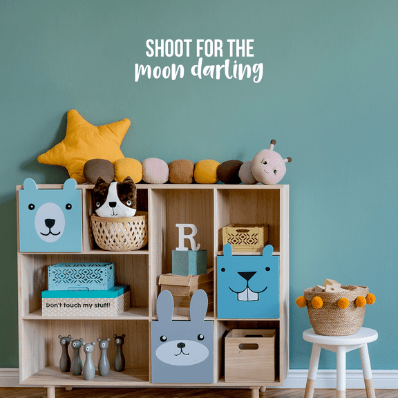 Vinyl Wall Art Decal - Shoot For The Moon Darling - 7.5" x 22" - Modern Inspirational Quote Positive Sticker For Home Girl Bedroom Kids Room School Playroom Office Decor