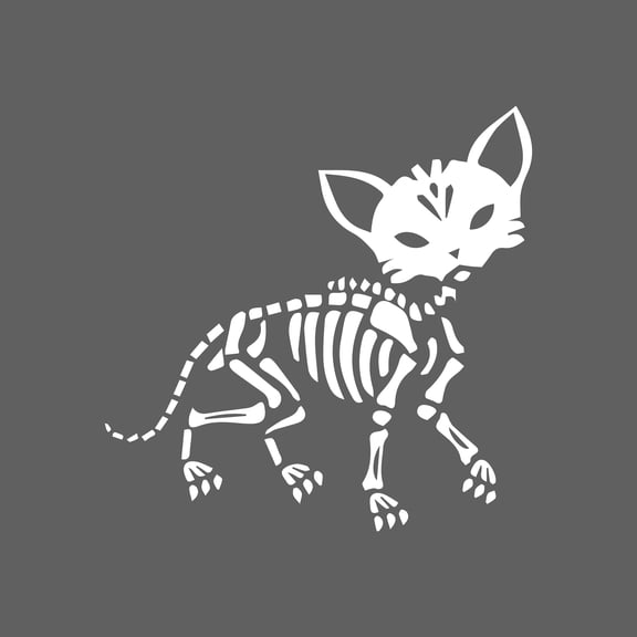 Vinyl Wall Art Decal - Skeleton Cat - 22" x 22" - Halloween Party Seasonal Design Sticker For Home Living Room Entryway Work Office Coffee Shop Store Window Spooky Decor