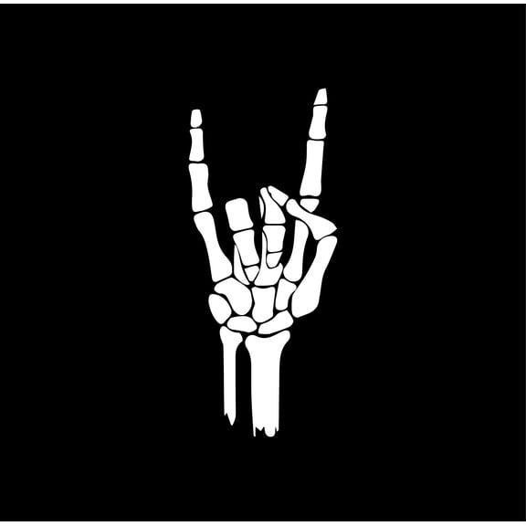 Vinyl Wall Art Decal - Skeleton Rock - 14" x 6" - Funny Trendy Cool Halloween Hand Design Sticker For Home Family Room Windows Doors Storefront Coffee Shop Classroom Office Spooky Decor