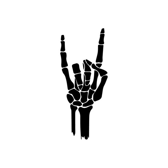 Vinyl Wall Art Decal - Skeleton Rock - 14" x 6" - Funny Trendy Cool Halloween Hand Design Sticker For Home Family Room Windows Doors Storefront Coffee Shop Classroom Office Spooky Decor
