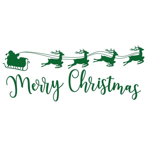 Vinyl Wall Art Decal - Sleigh Merry Christmas - 17" x 42.5" - Reindeer Holiday Season Trendy Seasonal Quote Sticker For Home School Living Room Work Office Classroom Store Window Decor