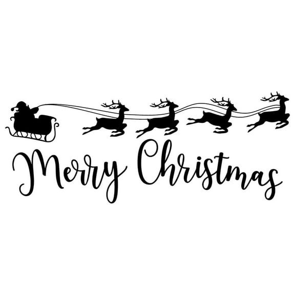 Vinyl Wall Art Decal - Sleigh Merry Christmas - 17" x 42.5" - Reindeer Holiday Season Trendy Seasonal Quote Sticker For Home School Living Room Work Office Classroom Store Window Decor