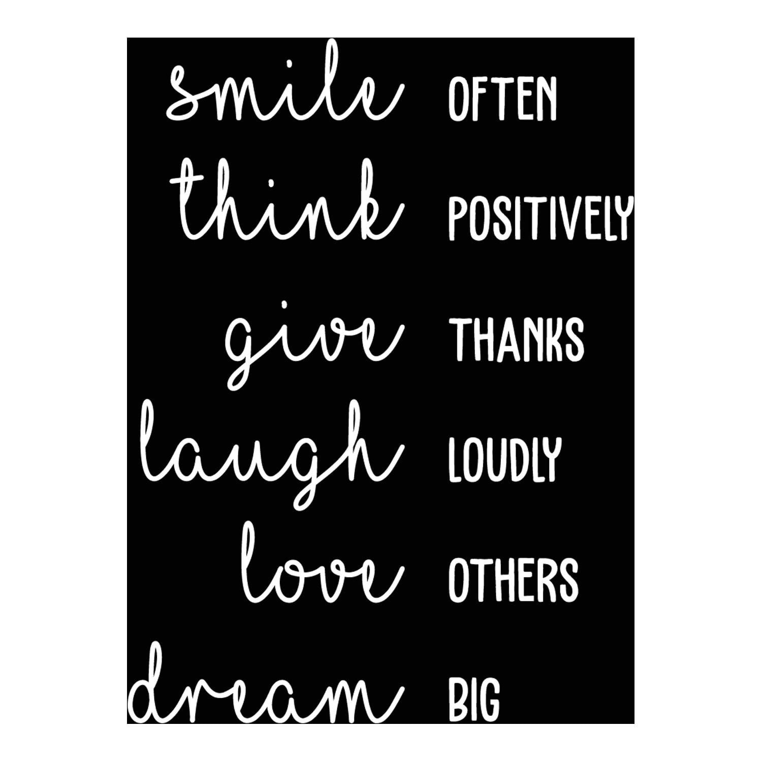 Vinyl Wall Art Decal - Smile Think Give Laugh Love Dream - 30