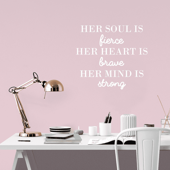Vinyl Wall Art Decal - Her Soul Is Fierce Her Heart Is Brave Her Mind Is Strong - 17" x 19" - Modern Inspirational Women Quote For Home Bedroom Office Coffee Shop Decoration Sticker