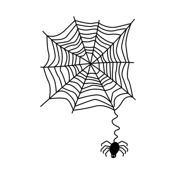 Vinyl Wall Art Decal - Spider and Spiderweb - 28" x 19" - Fun Spooky Halloween Seasonal Decoration Sticker - Cute Indoor Outdoor Wall Door Window Living Room Office Decor