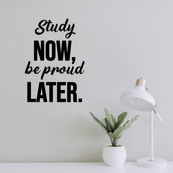 Vinyl Wall Art Decal - Study Now Be Proud Later - 15.5" x 11" - Trendy Motivational Positive Educational Quote Sticker Kids Bedroom Playroom Classroom School Library Office Decor