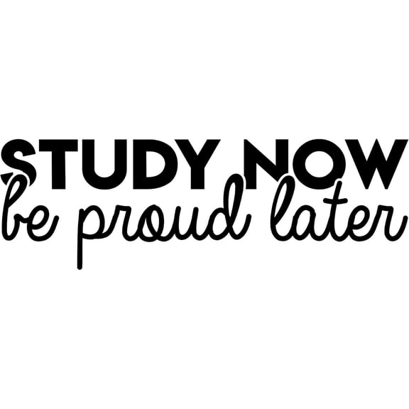 Vinyl Wall Art Decal - Study Now Be Proud Later - 7" x 22" - Modern Motivational Educational Quote Sticker For Home School Bedroom Kids Room Work Office Classroom Decor
