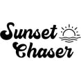 thumbnail image 1 of Vinyl Wall Art Decal - Sunset Chaser - 9" x 20" - Trendy Inspirational Sun Drawing Summer Quote Sticker For Home Office Bedroom Kids Room Living Room Store Decor (Black), 1 of 4