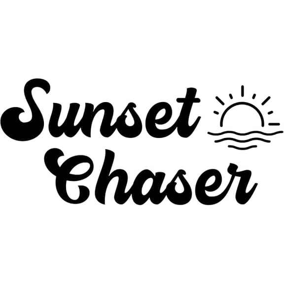 Vinyl Wall Art Decal - Sunset Chaser - 9" x 20" - Trendy Inspirational Sun Drawing Summer Quote Sticker For Home Office Bedroom Kids Room Living Room Store Decor (Black)