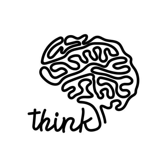 Vinyl Wall Art Decal - Think Brain - 22" x 25" - Modern Inspirational Cute Quote Sticker For Kids Room Home Living Bedroom School Work Office Classroom Decor