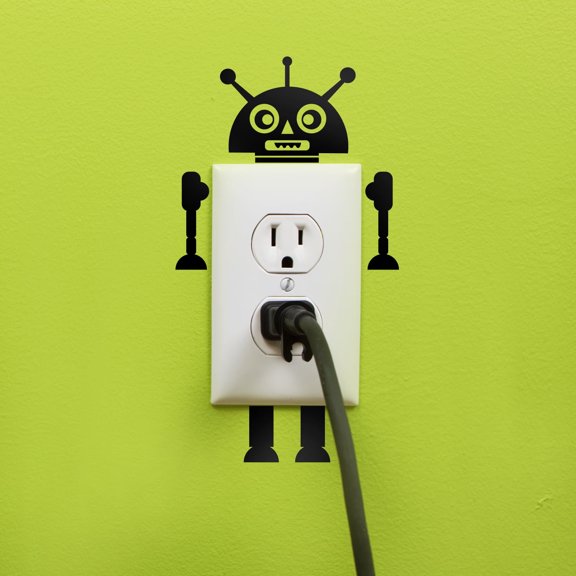 Vinyl Wall Art Decal - Three Antennas Robot - 7" x 4" - Cool Home Apartment Kids Bedroom Nursery Playroom Light Switch Decor - Laptop Computer Skin Car Bumper Sticker Designs