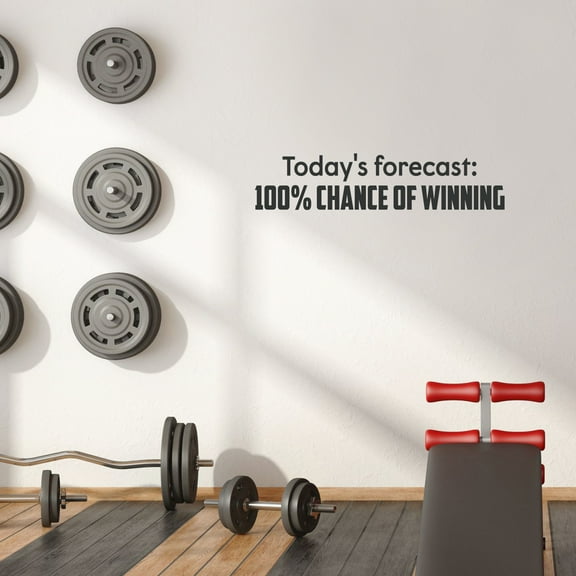 Vinyl Wall Art Decal - Today’s Forecast: 100% Chance Of Winning - 9" x 40" Decoration Motivational Wall Art Decal - Inspirational Positive Affirmation For Home Office Living Room Gym Quotes