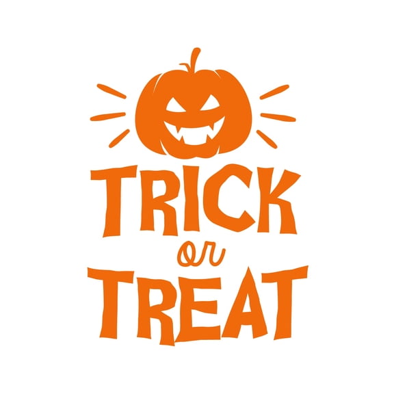 Vinyl Wall Art Decal - Trick Or Treat Pumpkin - 23" x 17" - Trendy Spooky Halloween Quote For Home Entryway Front Door Store Coffee Shop Restaurant Seasonal Decoration Sticker
