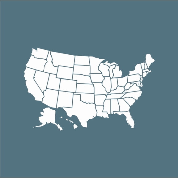 Vinyl Wall Art Decal - USA Map - 23" x 37" - North America 50 States Map Home Living Room Bedroom Office Sticker Decor - Waterproof Peel And Stick Workplace Business Wall Decals (White)