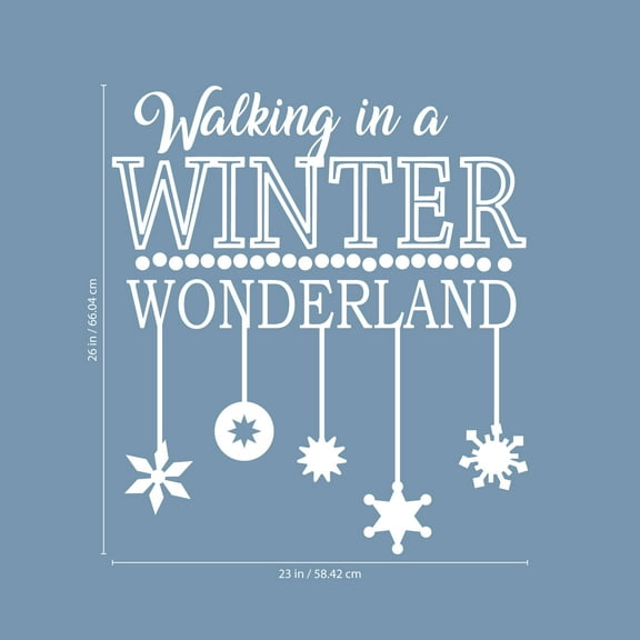 Vinyl Wall Art Decal - Walking in A Winter Wonderland - 26" x 23" - Christmas Holiday Seasonal Sticker - Indoor Home Apartment Office Wall Door Bedroom Workplace Decor Decals (26" x 23"; White)