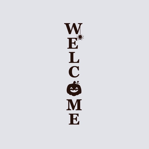 Vinyl Wall Art Decal - Welcome Pumpkin - 31" x 6" - Trendy Cool Halloween Season Fun Bats Design Sticker For Home Family Room Windows Entry Hall Doors Storefront Coffee Shop School Spooky Decor