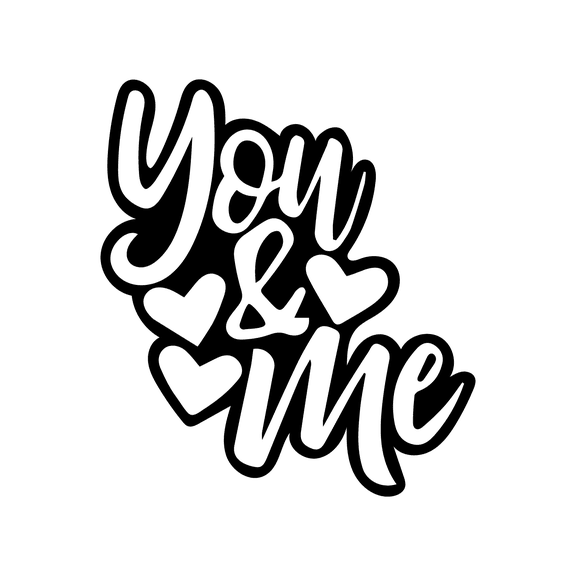 Vinyl Wall Art Decal - You & Me - 25" x 22" - Trendy Design Love Quote Little Hearts For Home Storefront Coffee Shop Couples Valentine's Day Decor Sticker