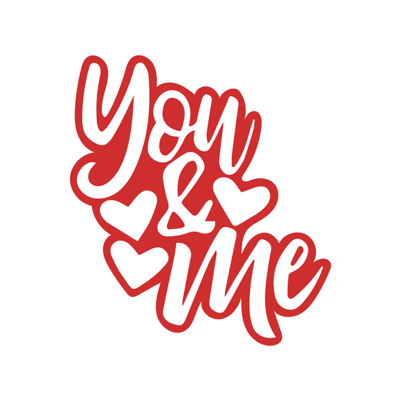 Vinyl Wall Art Decal - You & Me - 25" x 22" - Trendy Design Love Quote Little Hearts For Home Storefront Coffee Shop Couples Valentine's Day Decor Sticker