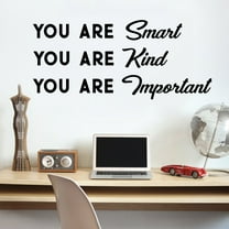 Vinyl Wall Art Decal - You are Smart You are Kind You are Important - 16" x 36" - Motivational Quote Words Teen Boy Girl Bedroom Living Room Home Office Decor - Trendy Modern Wall Sticker Decals