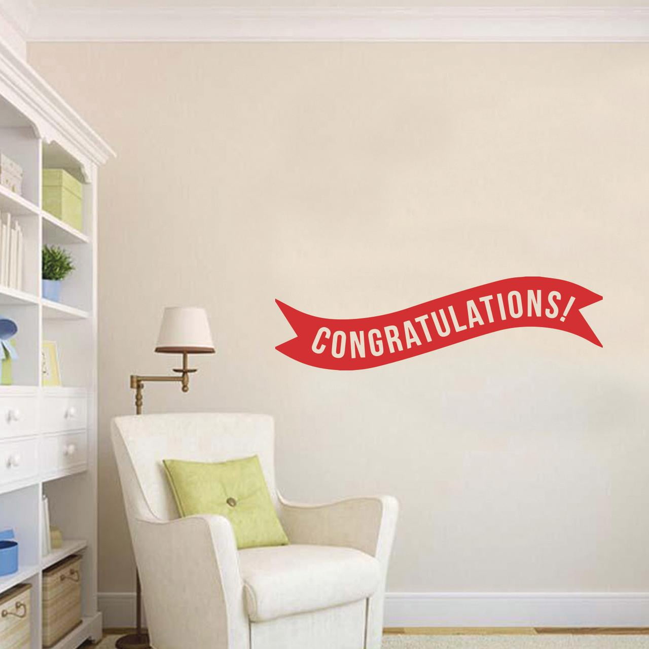 Vinyl Wall Art Decals Congratulations! Banner 13" x 45" Best