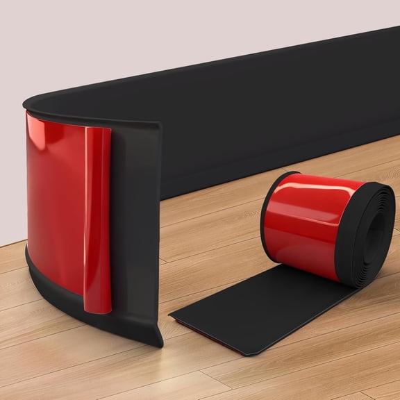 Vinyl Wall Base, 4 Inch(W) x 10 (L) Flexible Baseboard Molding Trim, Self Adhesive Rubber Wall Base. (Black)